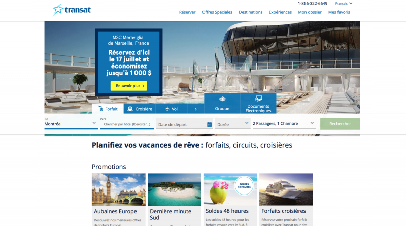 Nouveau site web d'Air Transat