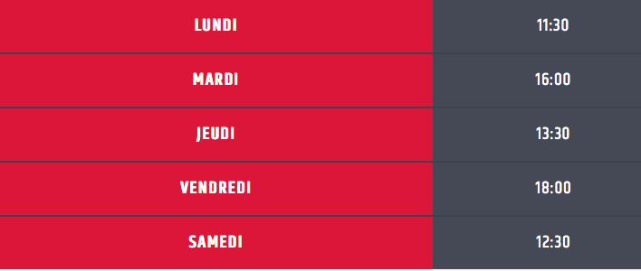 Horaire des reprise Les Ailes du Québec