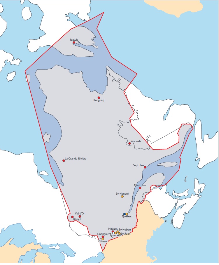 Carte de la FIR de Montréal