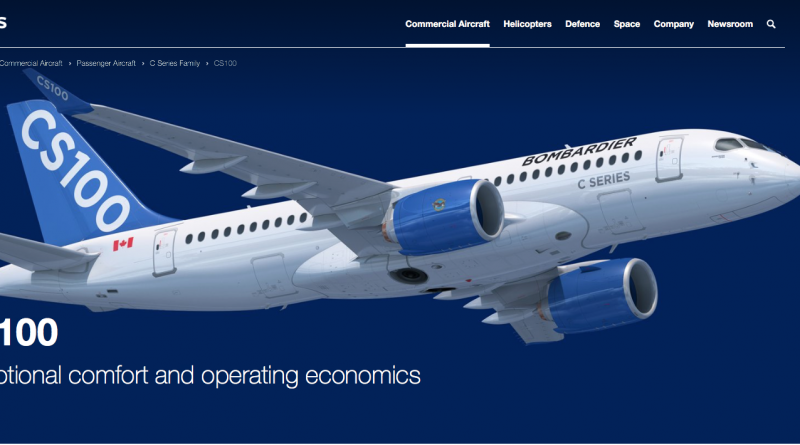 page du CS100 sur le site d'Airbus