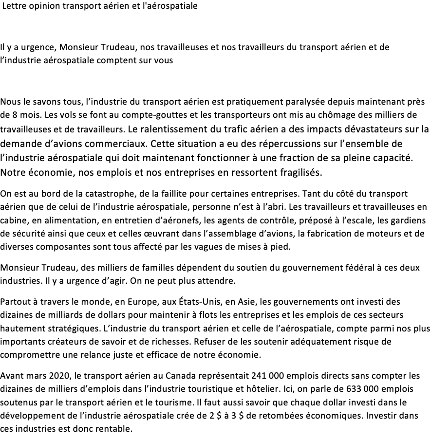 Lettre de la FTQ première partie