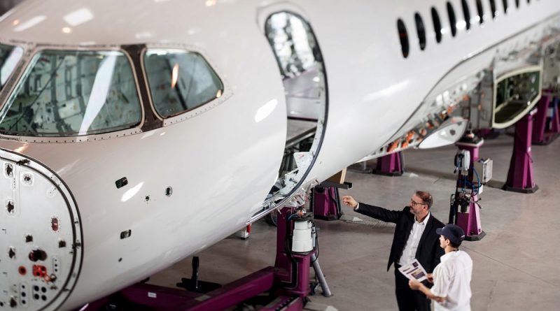 Falcon 6X sur la ligne d'assemblage