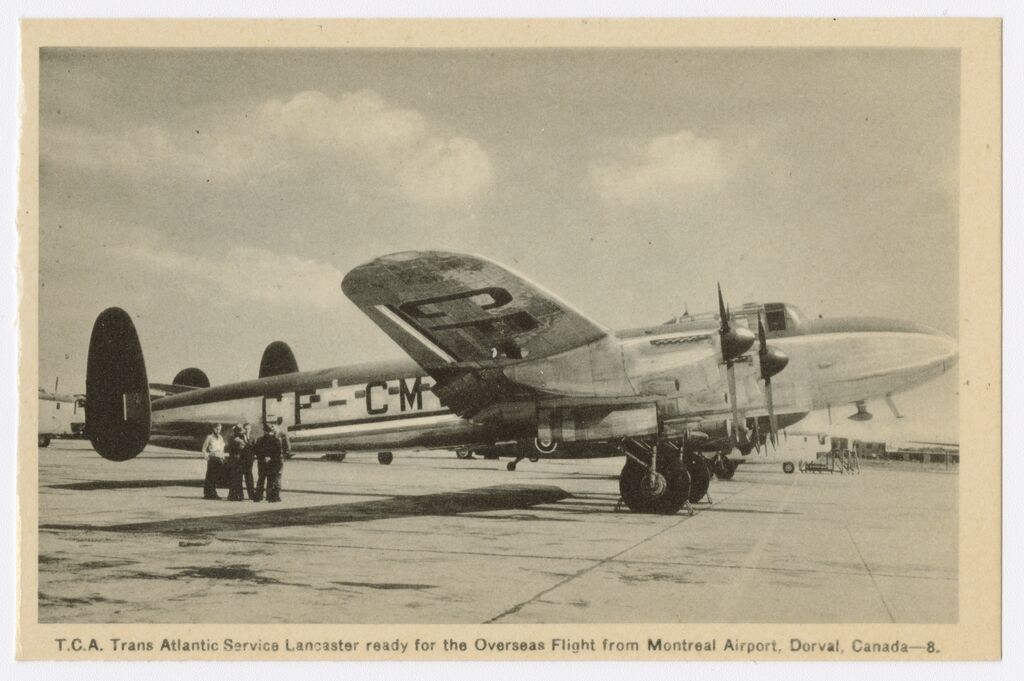 Lancaster du service transatlantique 1946. Image de Photogelatine Engraving Co. Sources archives numériques de la Bibliothèque nationale du Québec.