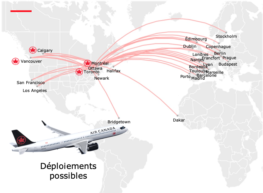 Air Canada A321XLR routes possibles