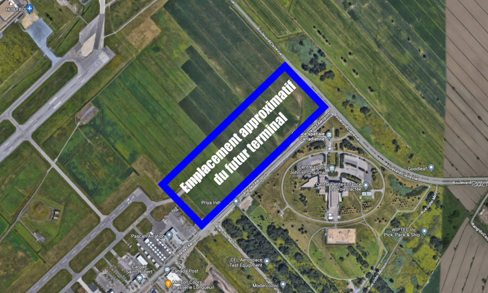 emplacement approximatif du futur terminal CYHU