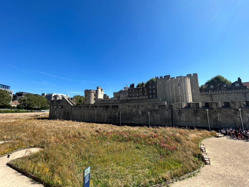 Les murs du chateau entourant la tour de Londres